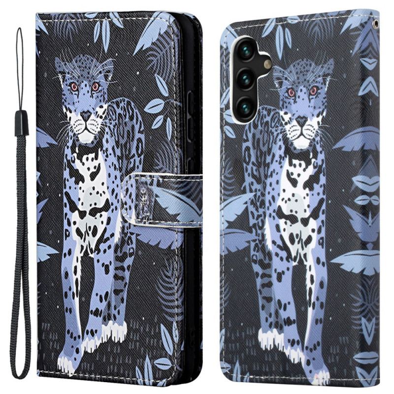 Flip Cover Samsung Galaxy A13 5G / A04s Med Snor Strappy Leopard