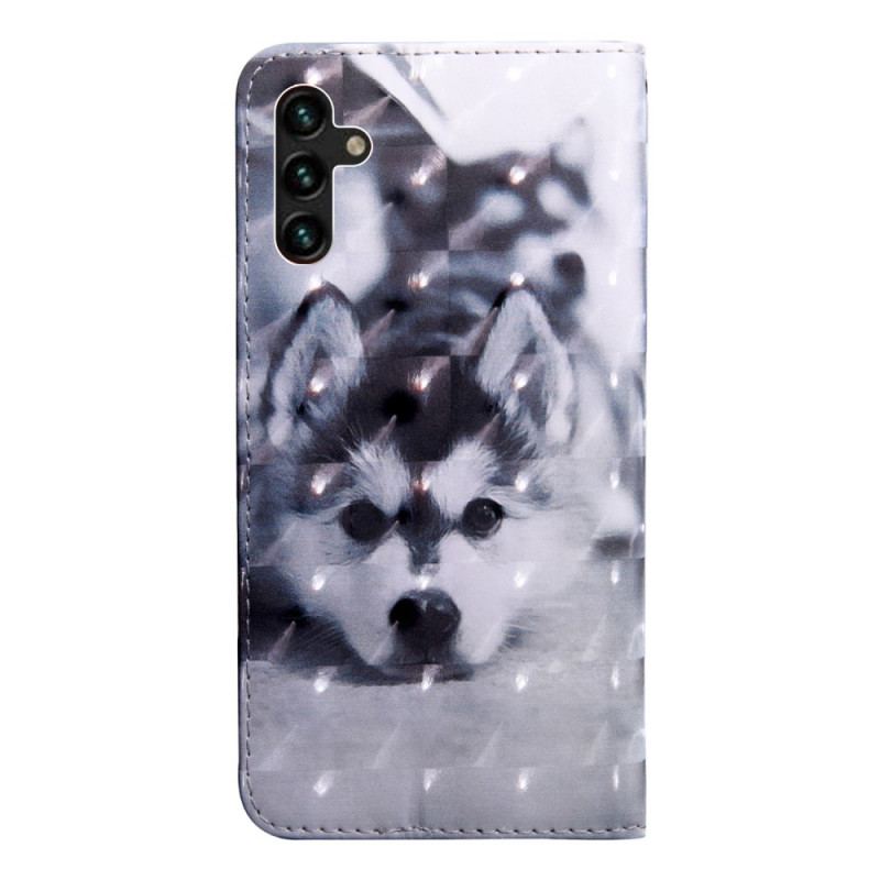 Flip Cover Samsung Galaxy A13 5G / A04s Sort Og Hvid Hund