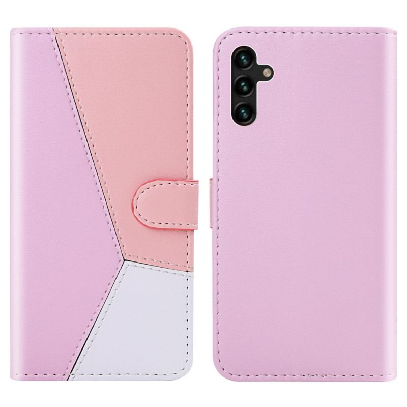 Flip Cover Samsung Galaxy A13 5G / A04s Trefarvet Lædereffekt