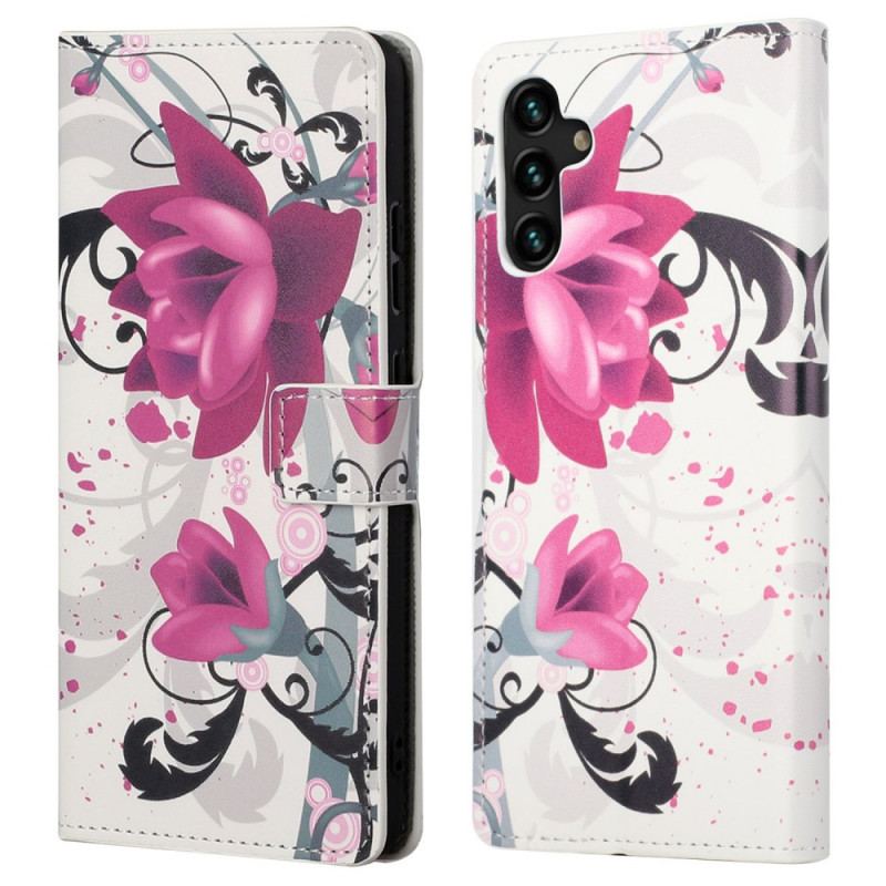 Flip Cover Samsung Galaxy A13 5G / A04s Tropiske Blomster