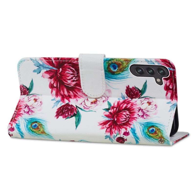 Læder Cover Samsung Galaxy A13 5G / A04s Intense Blomster