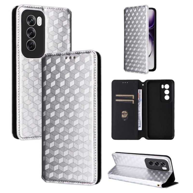 Læder Cover Oppo Reno 12 5g Telefon Etui 3d Diamanter