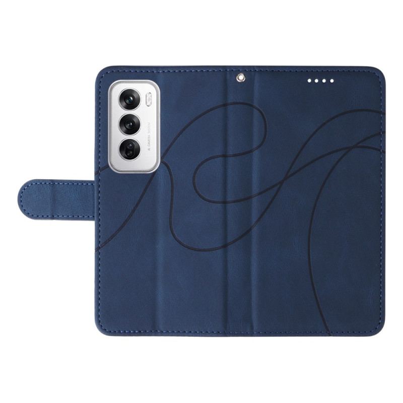 Læder Cover Oppo Reno 12 5g Telefon Etui Bølgelinjer