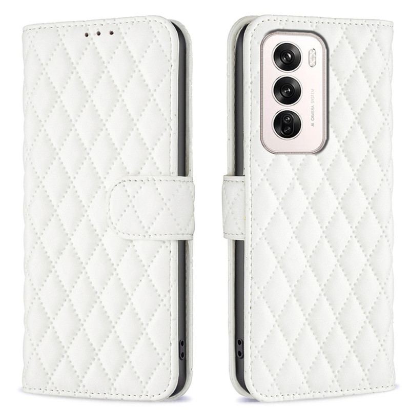 Læder Cover Oppo Reno 12 5g Telefon Etui Quiltet Binfen Farve