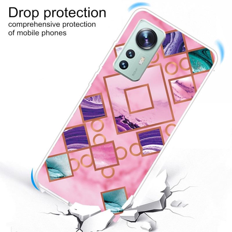 Cover Xiaomi 12 Pro Farvet Marmor Silikone