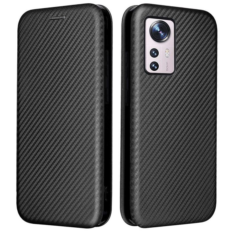 Cover Xiaomi 12 Pro Flip Cover Farvet Carbon Silikone