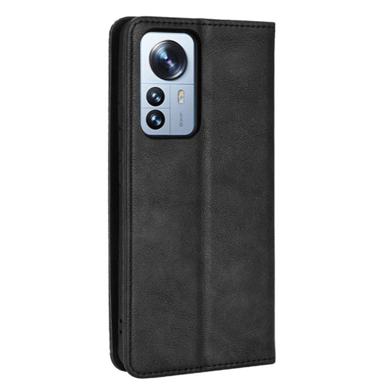 Cover Xiaomi 12 Pro Flip Cover Stiliseret Vintage Lædereffekt