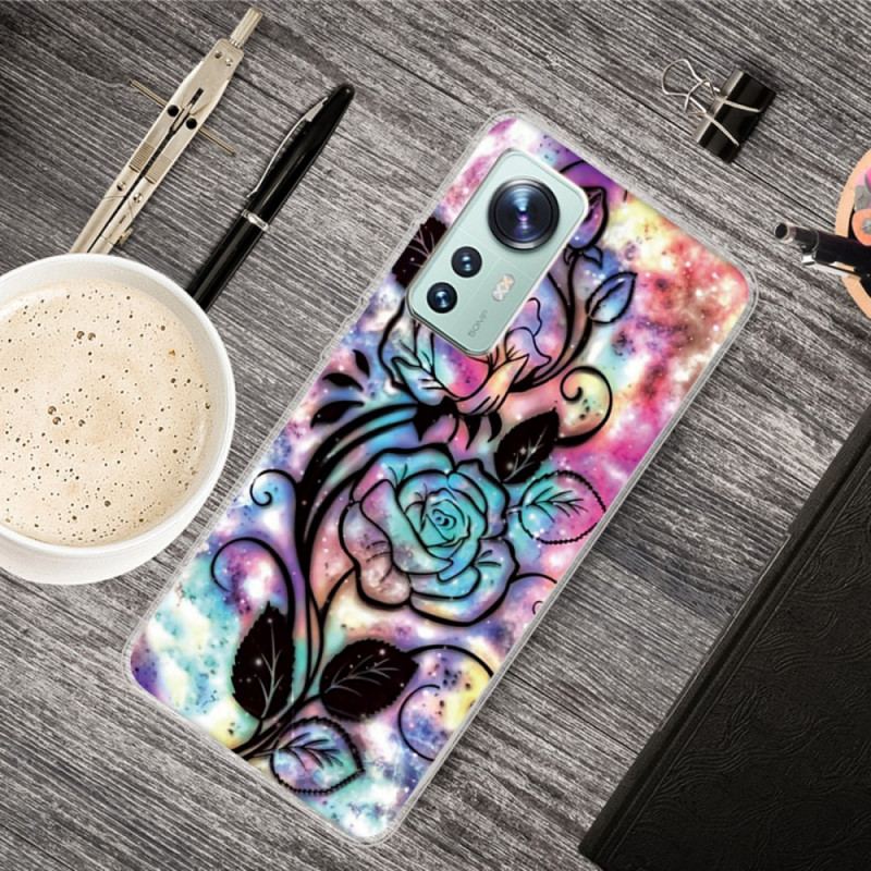 Cover Xiaomi 12 Pro Grafisk Blomstret Silikone