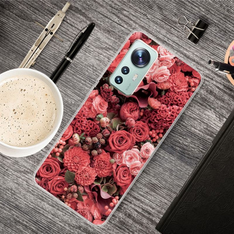 Cover Xiaomi 12 Pro Silikone Blomstervariation