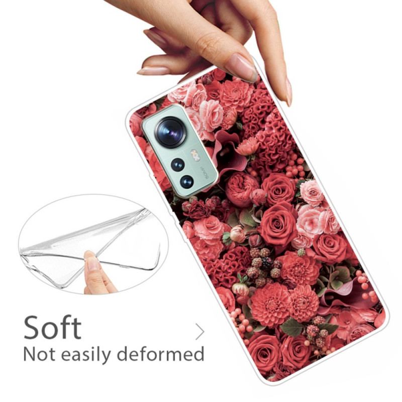 Cover Xiaomi 12 Pro Silikone Blomstervariation