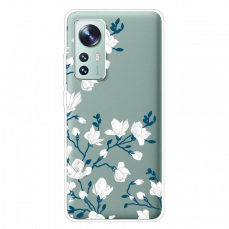 Cover Xiaomi 12 Pro Silikone Hvide Blomster