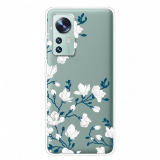 Cover Xiaomi 12 Pro Silikone Hvide Blomster