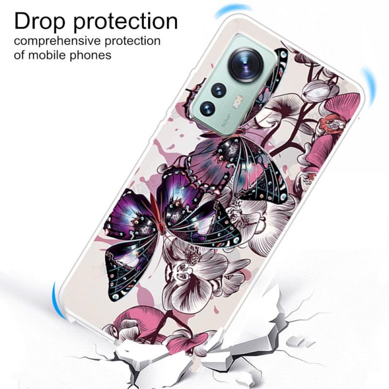 Cover Xiaomi 12 Pro Silikone Sommerfugle