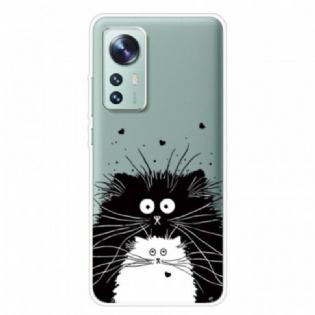 Cover Xiaomi 12 Pro Silikone Sorte Og Hvide Katte
