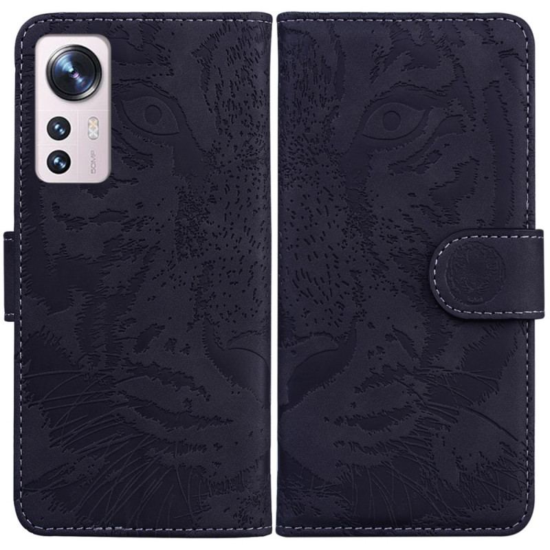 Flip Cover Xiaomi 12 Pro Tiger Fodaftryk