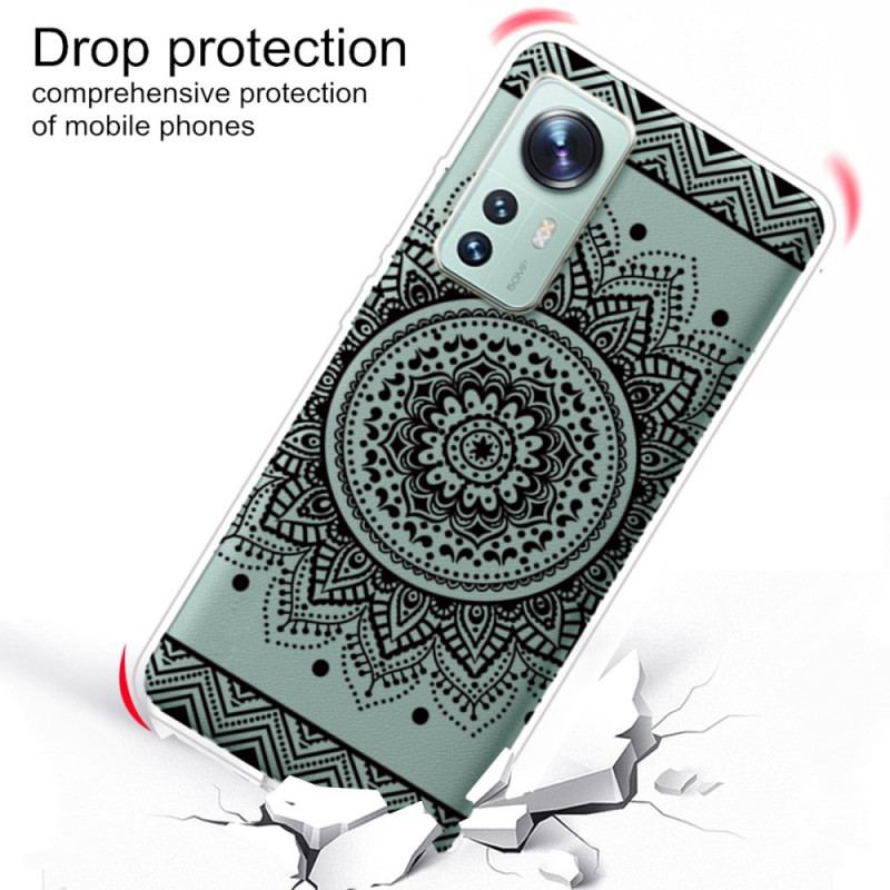 Mobilcover Xiaomi 12 Pro Silikone Mandala Sort