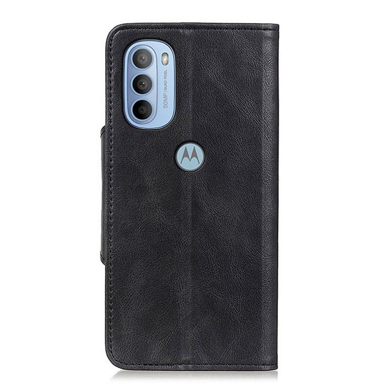 Flip Cover Moto G41 / G31 Vintage Imiteret Læder Og Knap