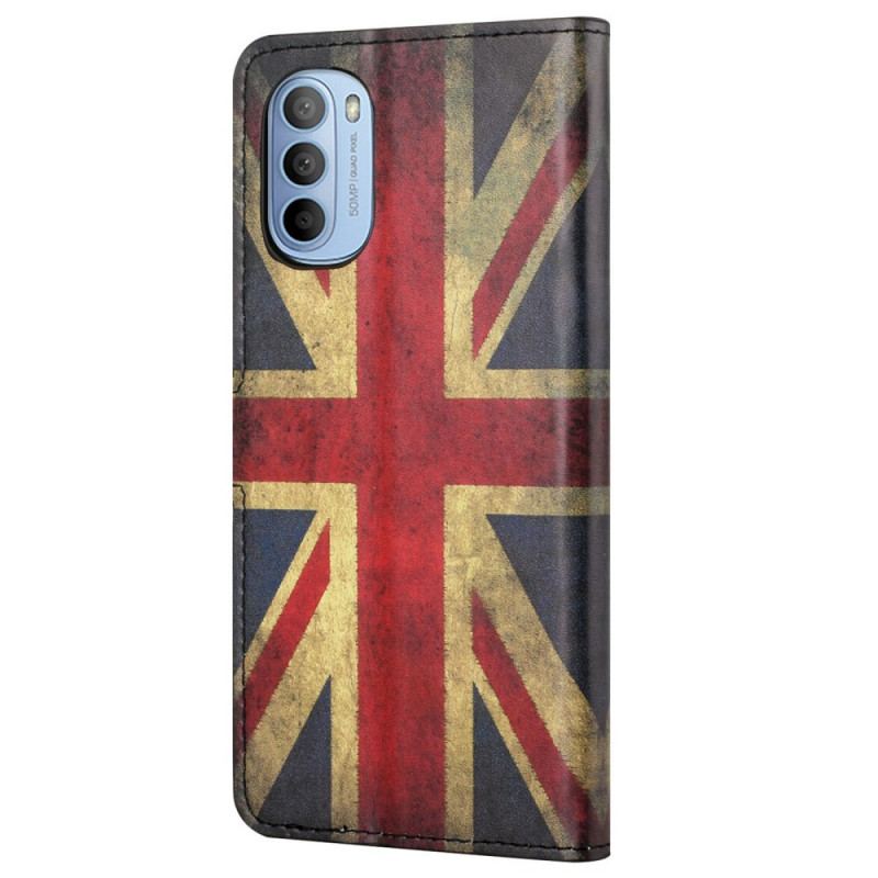 Læder Cover Moto G41 / G31 England Flag