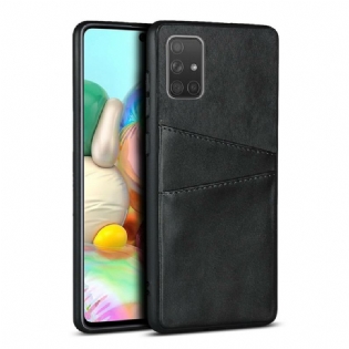 Cover Samsung Galaxy A51 Dobbelt Kortholder I Lædertekstur