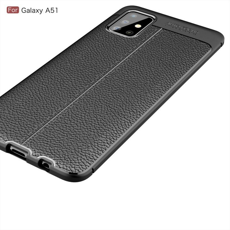 Cover Samsung Galaxy A51 Dobbelt Linje Litchi Læder Effekt