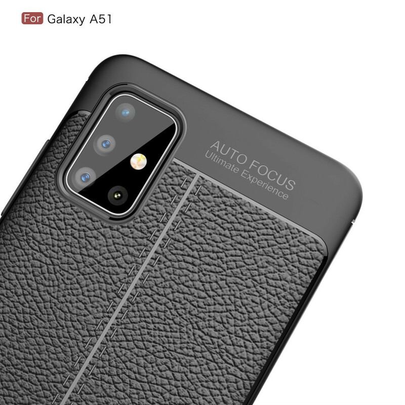 Cover Samsung Galaxy A51 Dobbelt Linje Litchi Læder Effekt