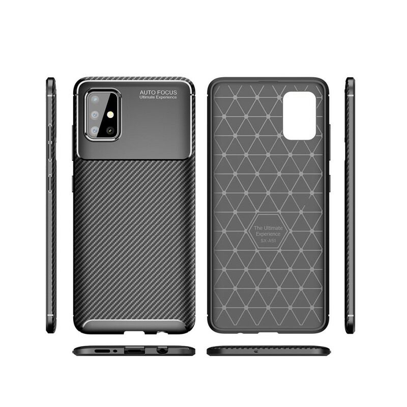 Cover Samsung Galaxy A51 Fleksibel Kulfibertekstur