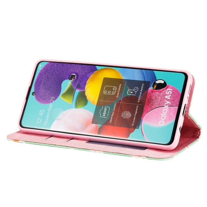 Cover Samsung Galaxy A51 Flip Cover Tusindfryd I Imiteret Læder