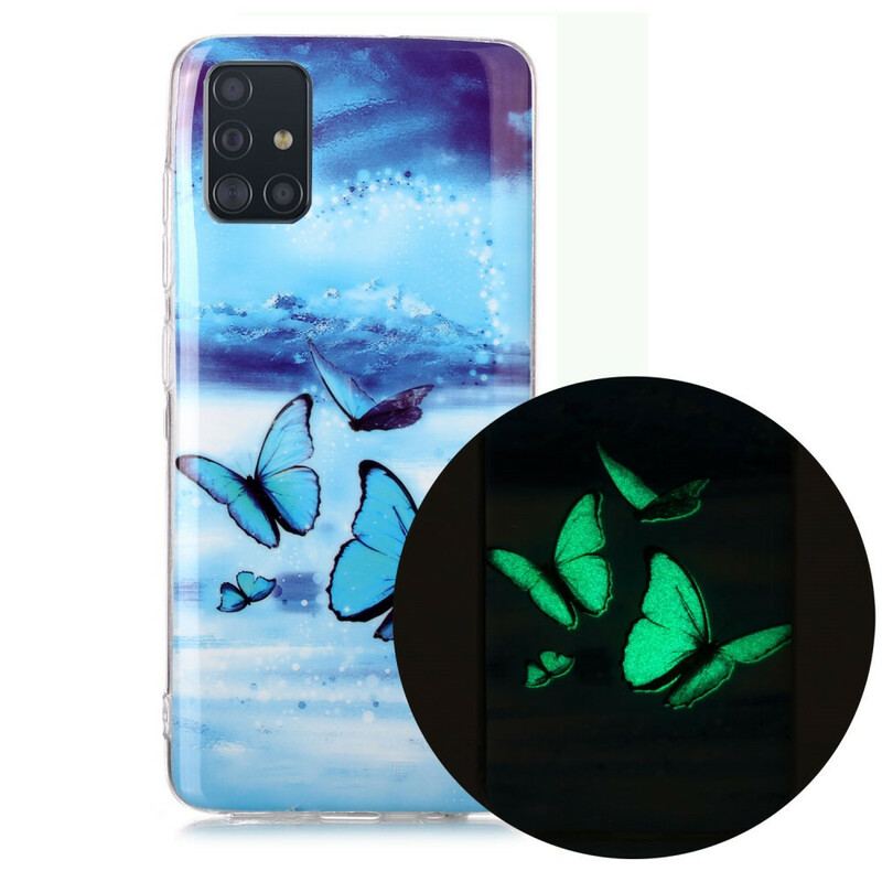 Cover Samsung Galaxy A51 Fluorescerende Sommerfugle-serien