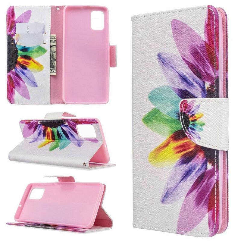 Flip Cover Samsung Galaxy A51 Akvarel Blomst