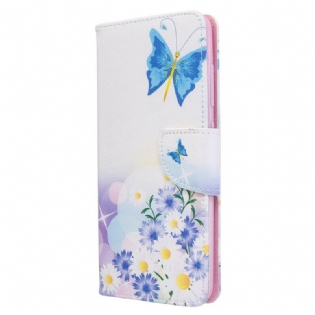 Flip Cover Samsung Galaxy A51 Malede Sommerfugle Og Blomster