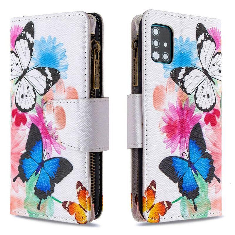 Flip Cover Samsung Galaxy A51 Sommerfugle Lynlåslomme