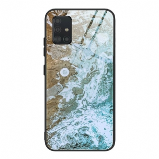 Mobilcover Samsung Galaxy A51 Marmorfarver Hærdet Glas