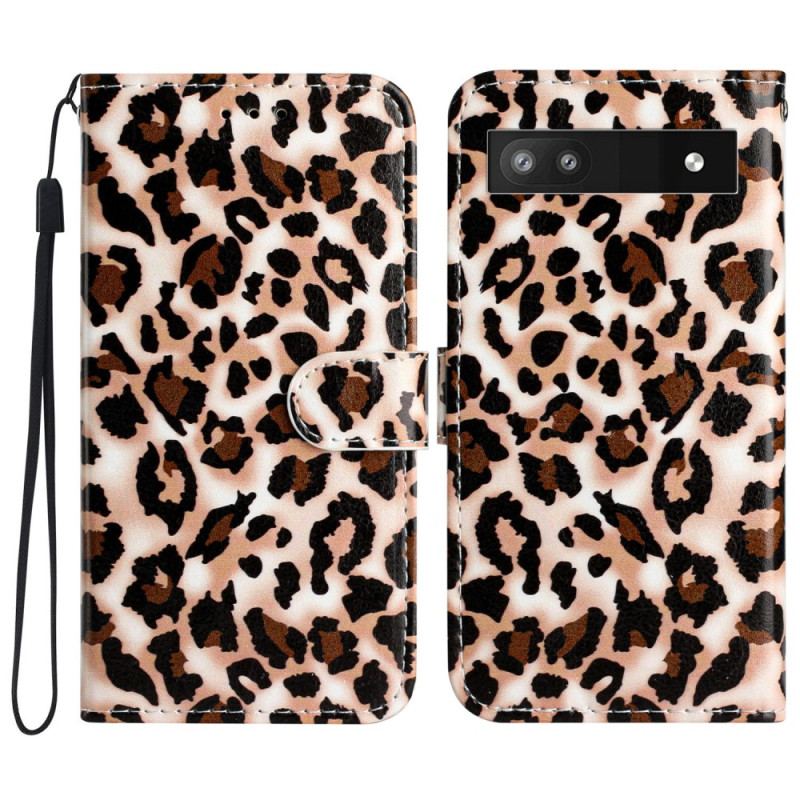 Flip Cover Google Pixel 7A Med Snor Strappy Leopard Print