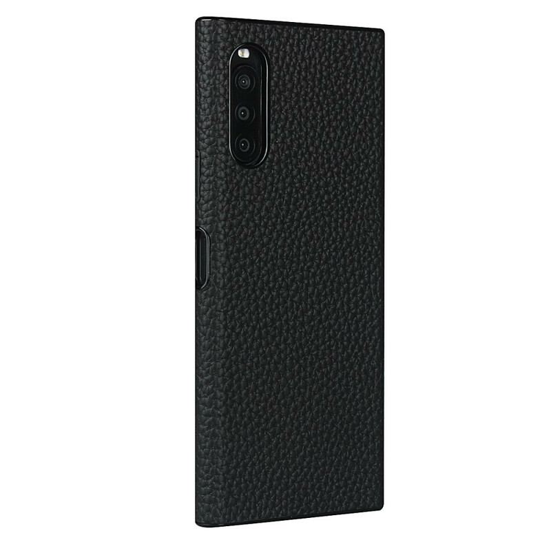 Cover Sony Xperia 10 II Ægte Litchi Læder Med Rem