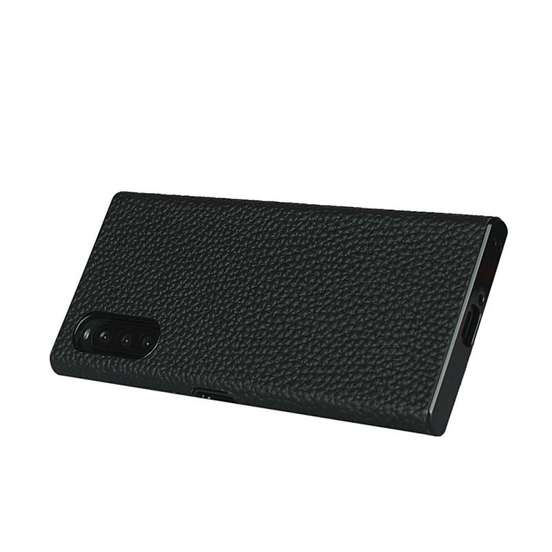 Cover Sony Xperia 10 II Ægte Litchi Læder Med Rem